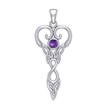 Celtic Infinity Goddess with Birthstone Silver Pendant TPD5960 - Jewelry